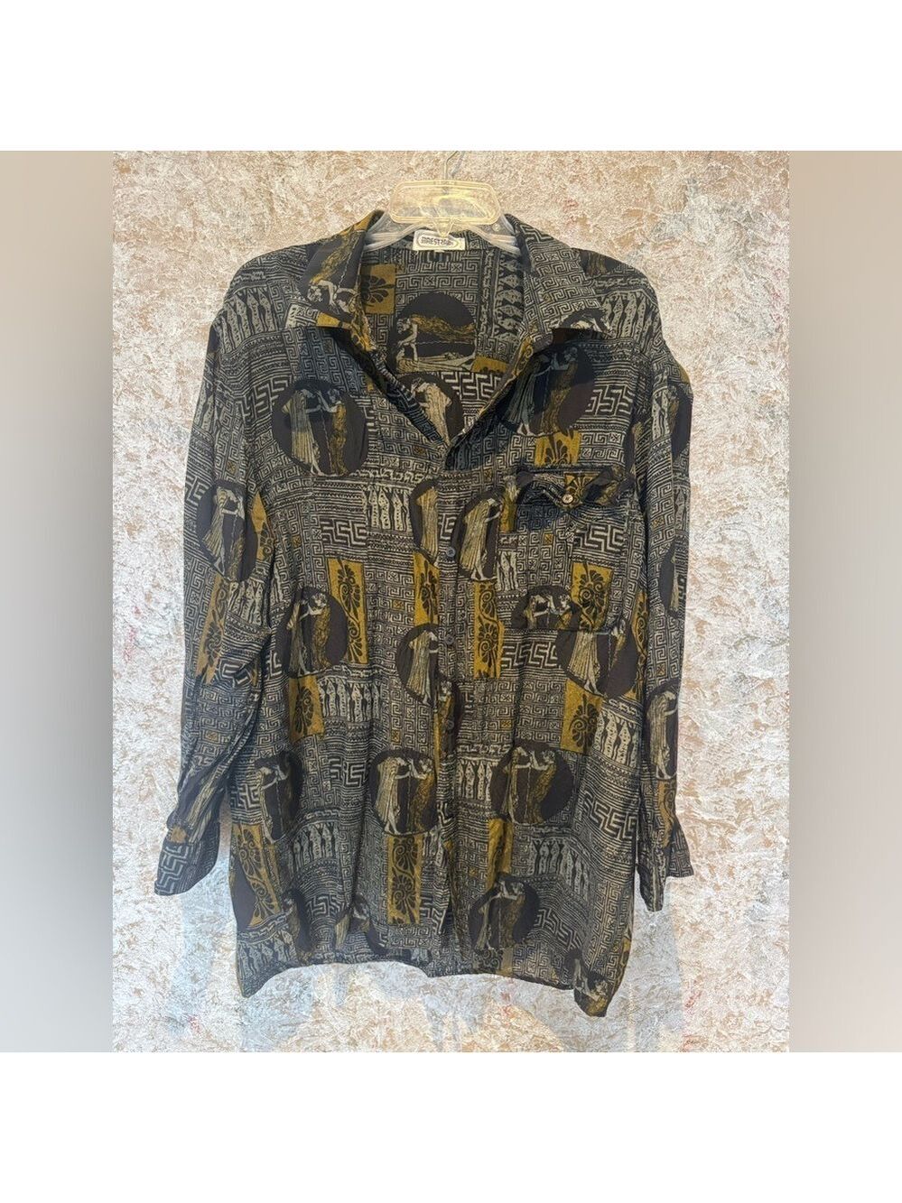 Maestrami Black Gold Pattern Dress Shirt Italy
